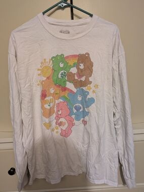 Care Bears White Long Sleeve Tee with Multicolor Bear Graphic